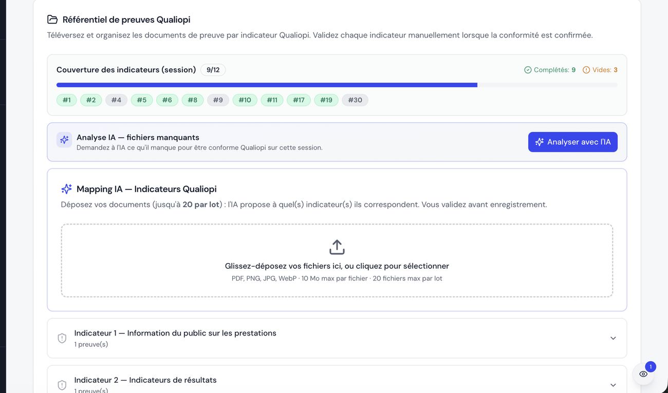 Analyse des écarts de conformité Qualiopi dans Formiva